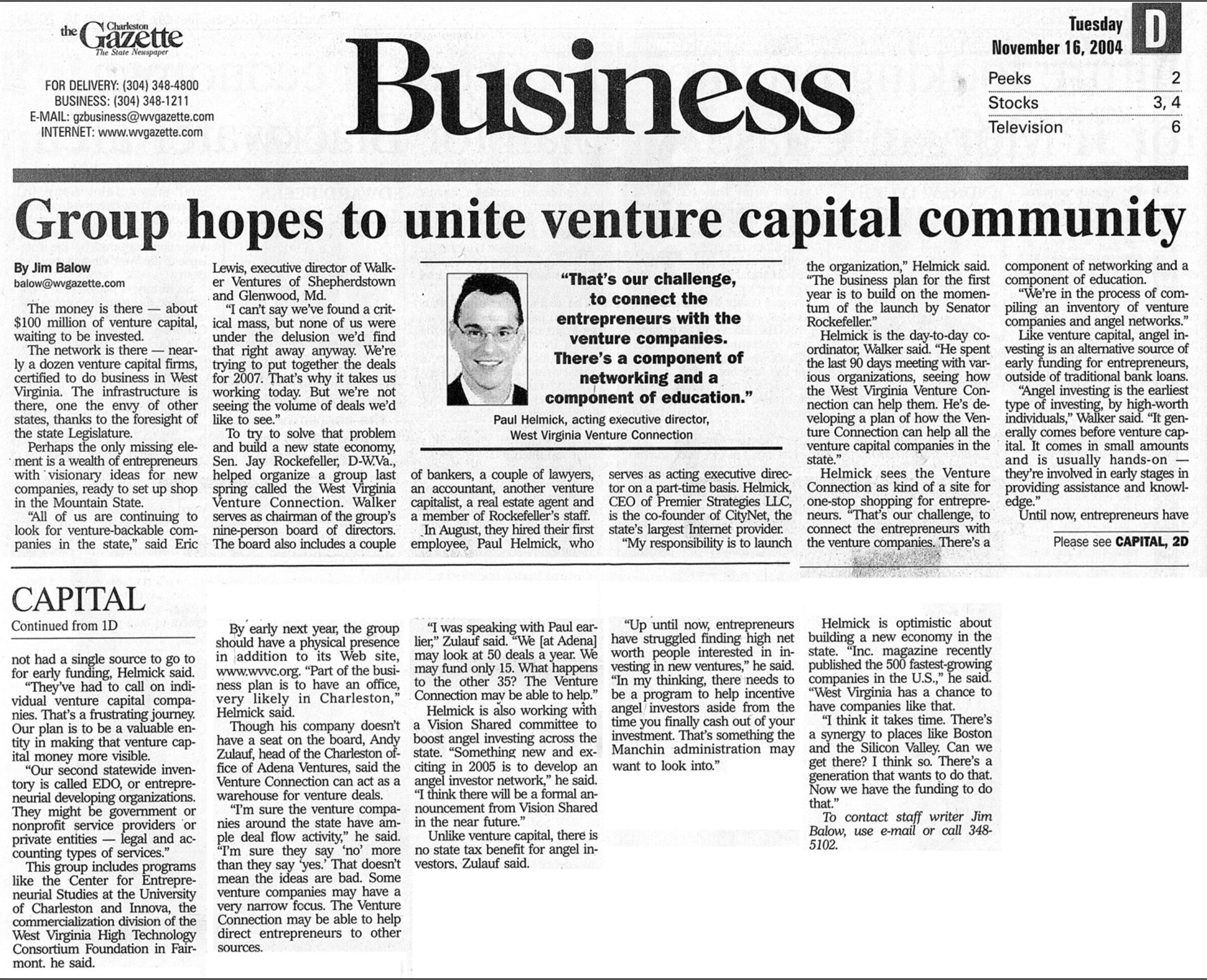 Paul Helmick WV Venture Capital